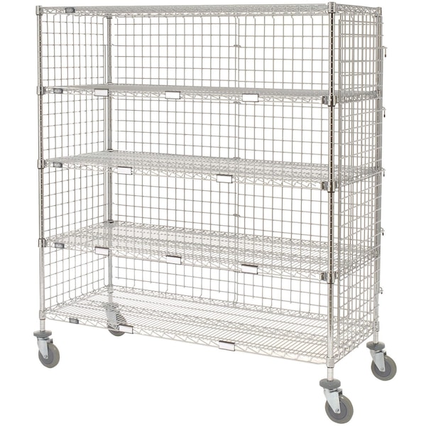 Nexel Enclosed Wire Exchange Truck w/5 Shelves, 800 lb. Capacity, 36inL x 24inW x 69inH 800381 - main